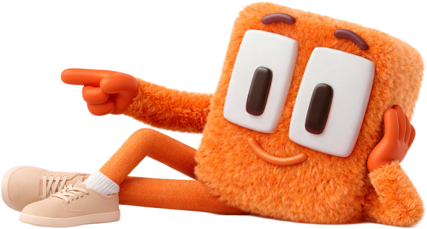 Albert, the Rental IQ mascot, lying down and pointing at the checklist